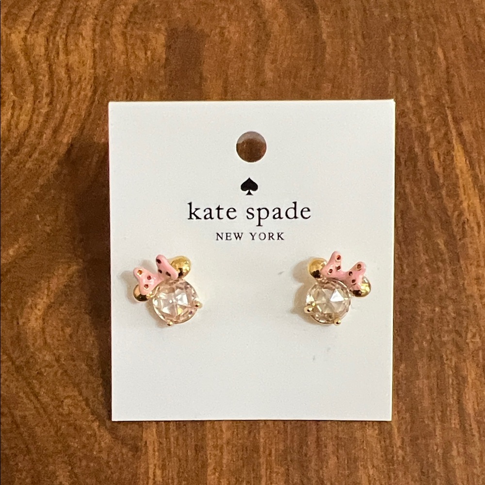 kate spade Minnie Mouse Pink Bow Crystal Kids Stud Earrings